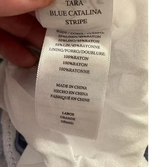 Rails Tara Blue Catalina L Dress Blue White Striped Flutter Sleeve Ruffle Rayon - Picture 8 of 11